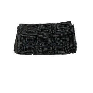 Bags By Susan Beaded Evening Clutch Vintage Black Prom Cocktail Wedding